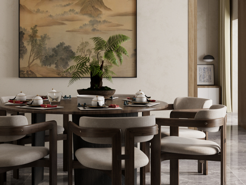 New Chinese Dining Table and Chair Round Dining Table