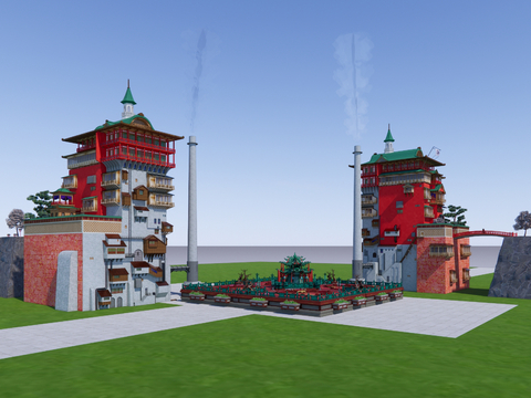 Neo-Chinese Style Ancient Tower Temple