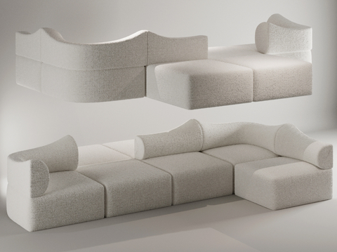 Multi-person sofa tofu block sofa