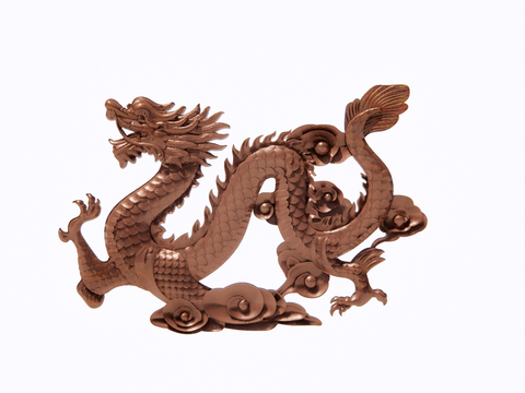 Neo-Chinese Style Brass Dragon Sculpture Relief