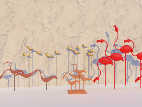 Modern Bird Abstract Sculpture Flamingo Sculpture