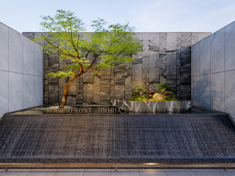 Modern entrance waterscape wall