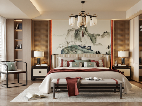 New Chinese-style master bedroom