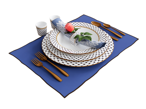 Tableware Bowl Plate Knife and Fork Placemat Cup