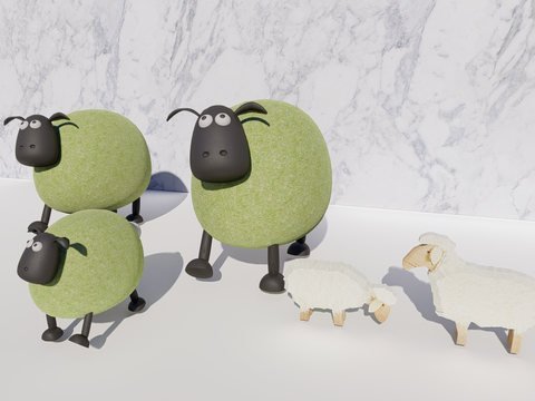 Modern sheep sculpture sheep cartoon sculpture