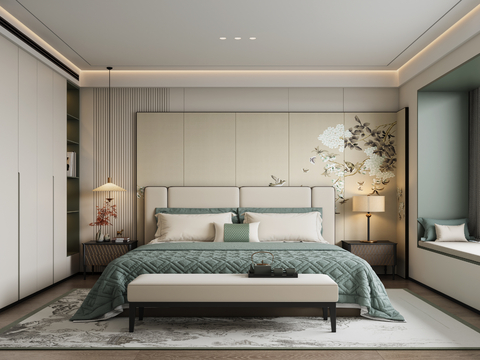 New Chinese-style master bedroom