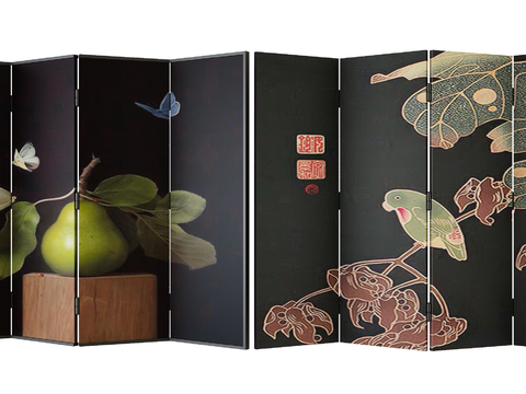 Middle Ancient Screen Folding Screen