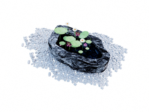 Stone Sketch Lotus Landscape