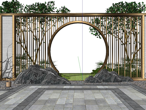 New Chinese Courtyard Door Landscape Arch