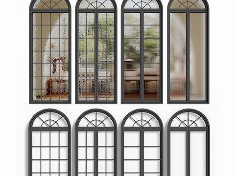 French floor-to-ceiling curved window