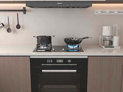 Gas stove range hood steaming oven stove