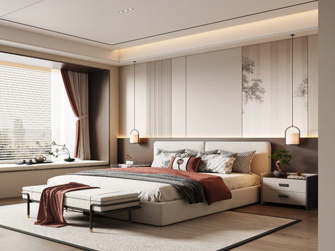 New Chinese-style master bedroom