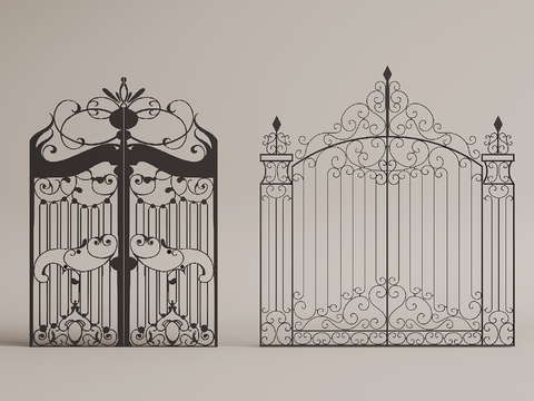 European-style courtyard gate wrought iron gate