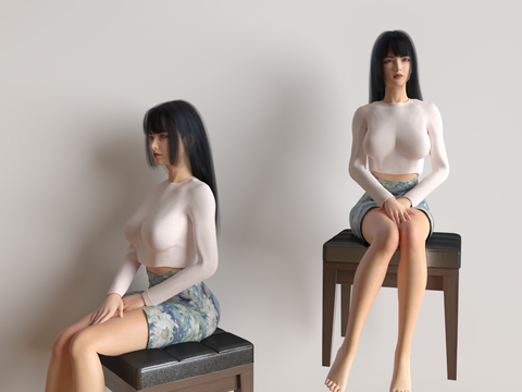 Temperament beauty sitting figure