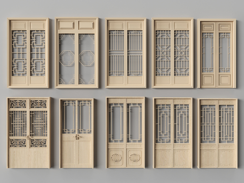 Chinese-style sliding door, flat door, wooden door