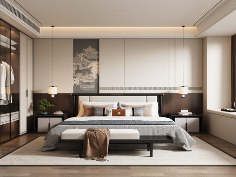 New Chinese-style master bedroom