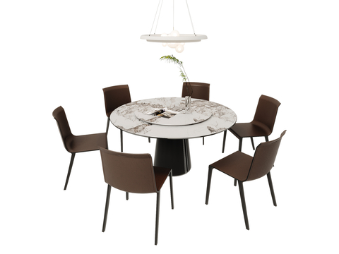 Modern round dining table and chair