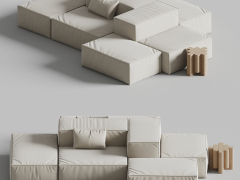 Tradition multi-person sofa tofu block sofa