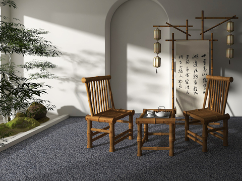 Chinese Tea Table and Chair