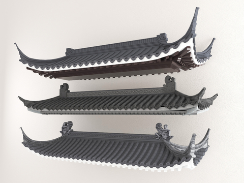 Chinese-style eaves, cornices, roof ridge