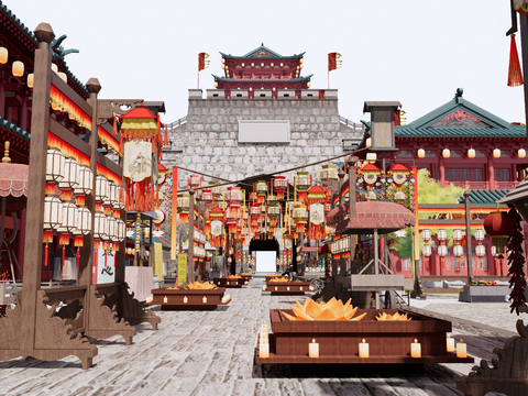 Chinese Ancient City Gate Ancient Commercial Street