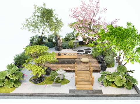 Japanese-style courtyard sketch micro-terrain Tinbu