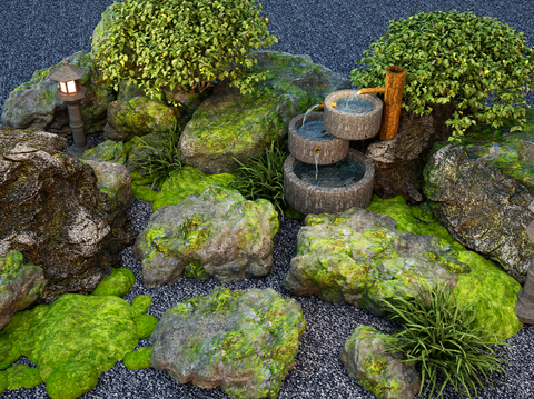 New Chinese Landscape Moss Stone Landscaping Stone Water Pots