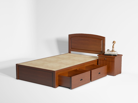 Modern Single Bed Solid Wooden Bed Dormitory Bed