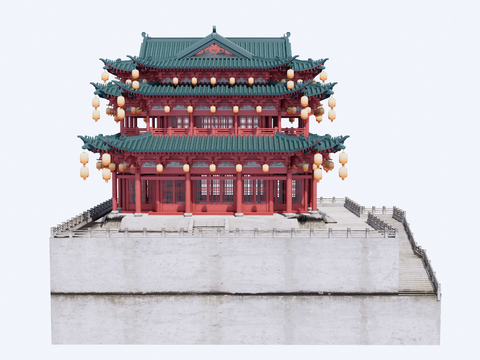 Chinese-style Building Tower, Cornice, Bucket Arch Tower