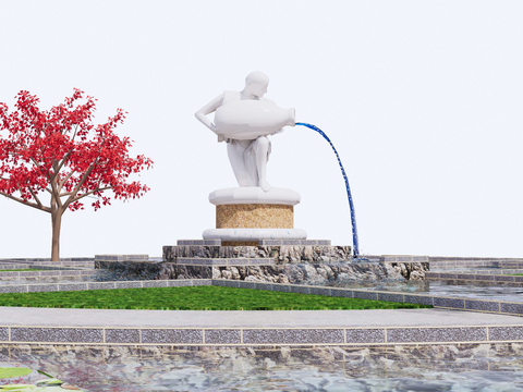 Fountain flowerbed landscape pool