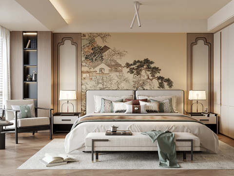 New Chinese-style master bedroom