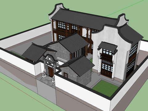 Chinese-style two-story courtyard