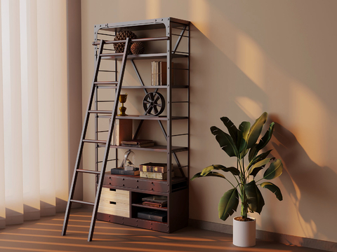 Antique Bookshelf Storage Rack