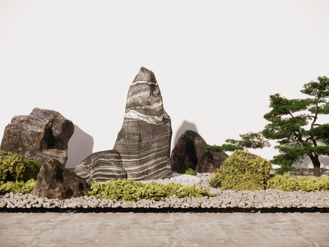 Neo-Chinese Style rockery landscape stone landscape sketch dry landscape