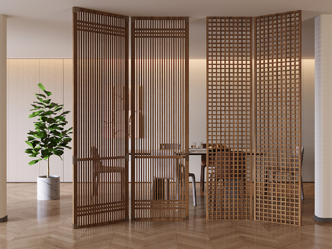 Mid-century Style plat folding partition screen