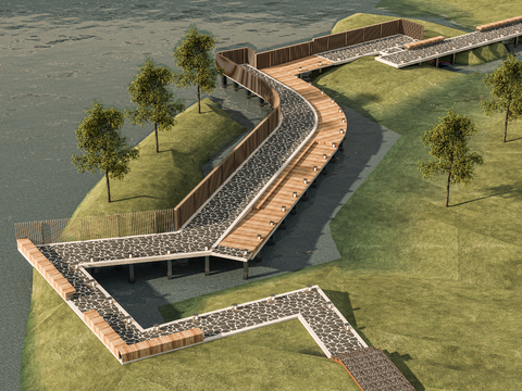 Landscape Platform Corridor Wharf Wooden Bridge Landscape