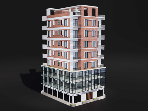 Modern Commercial and Residential Mixed Building Apartment Building