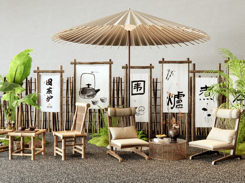 Neo-Chinese Style Outdoor Tables and Chairs