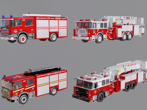 Modern fire truck ladder truck