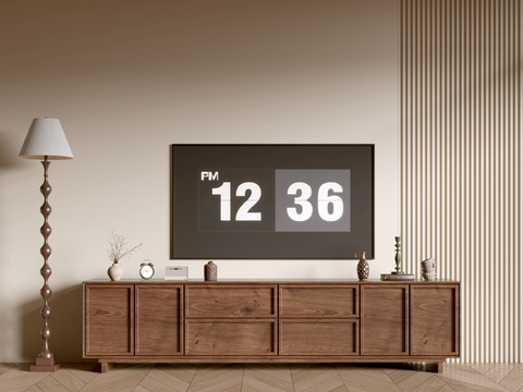 Modern wood grain TV cabinet