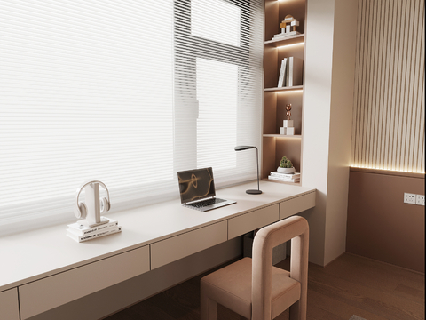 Modern Bay Window Desk Bookcase