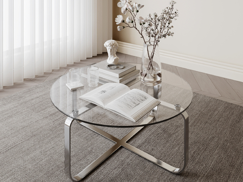 Modern round glass coffee table