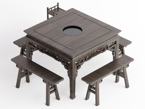 Chinese-style Eight Immortals Table Hot Pot Table and Chair