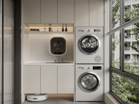 Modern Laundry Room Washer Cabinet