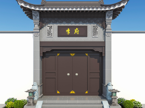 Chinese Style Villa Gate Head