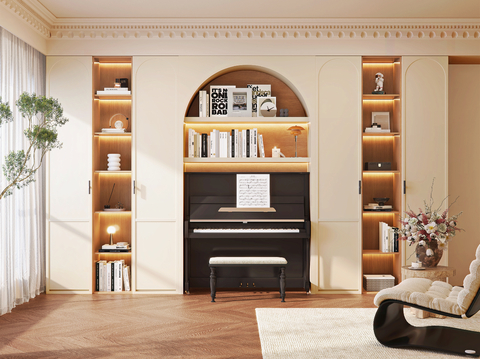 Cream Style bookcase piano cabinet