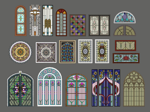 European classical doors and windows, flower windows, curved doors and windows