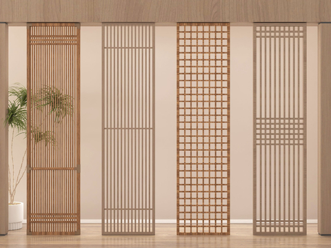 Chinese-style lattice partition wooden screen