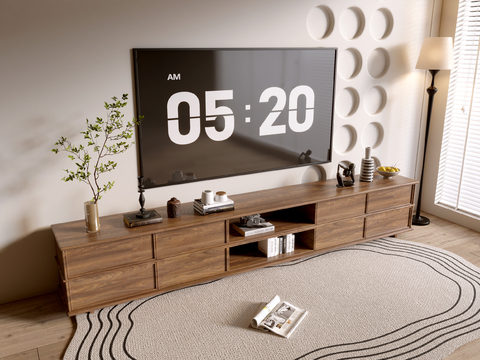 Log Style Wood Grain TV Cabinet