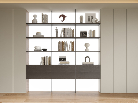 Modern Full Wall Bookcase Bookshelf